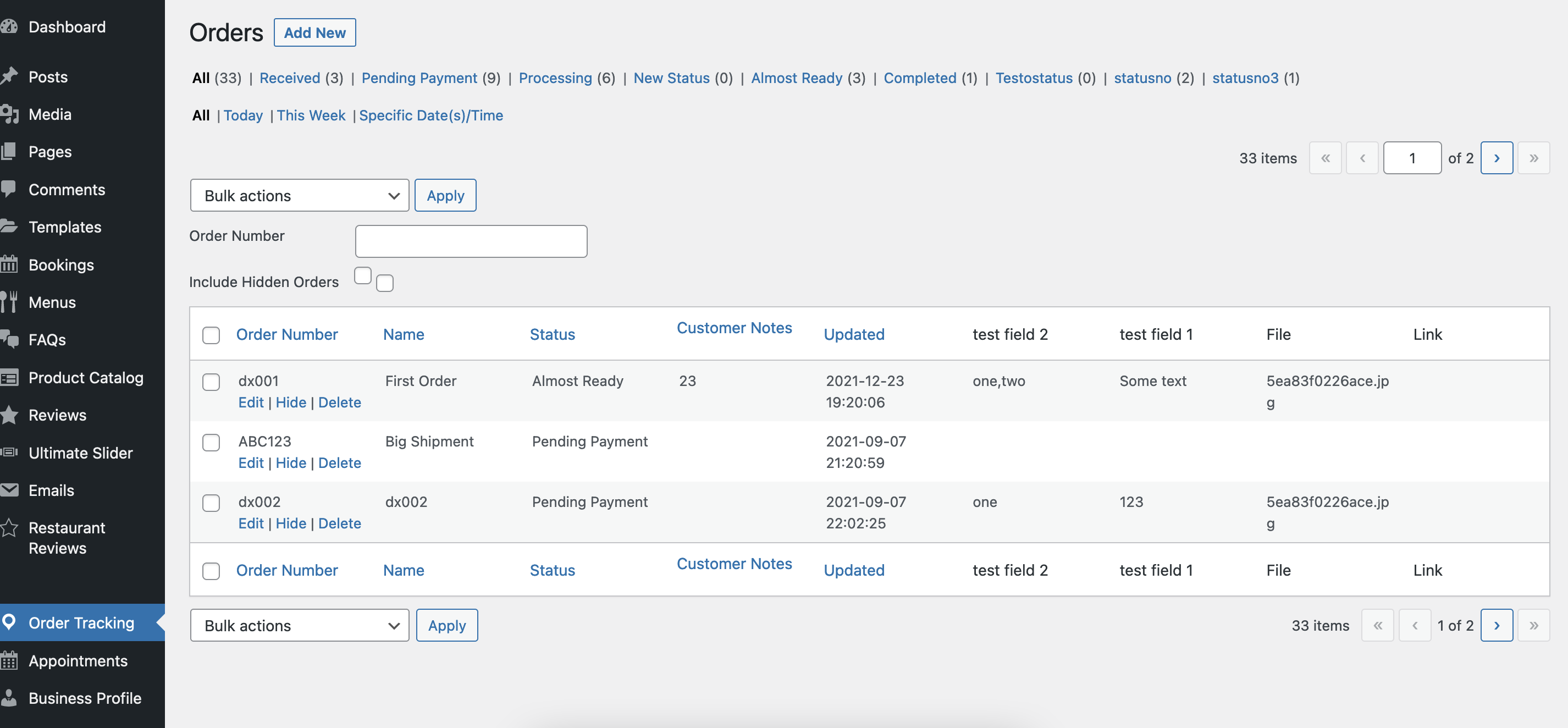 Screenshot of sales rep dashboard