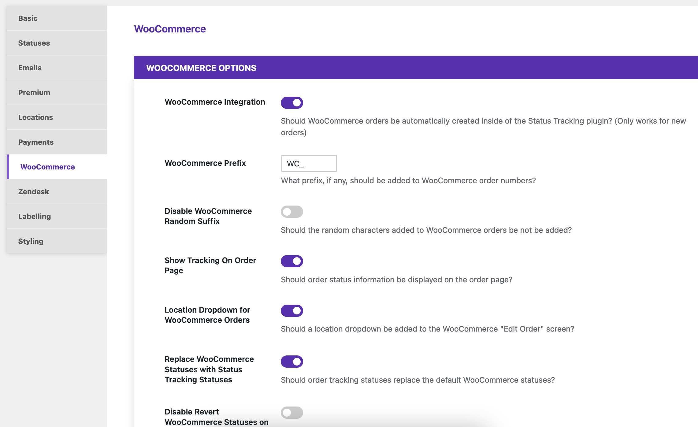 Screenshot of WooCommerce settings