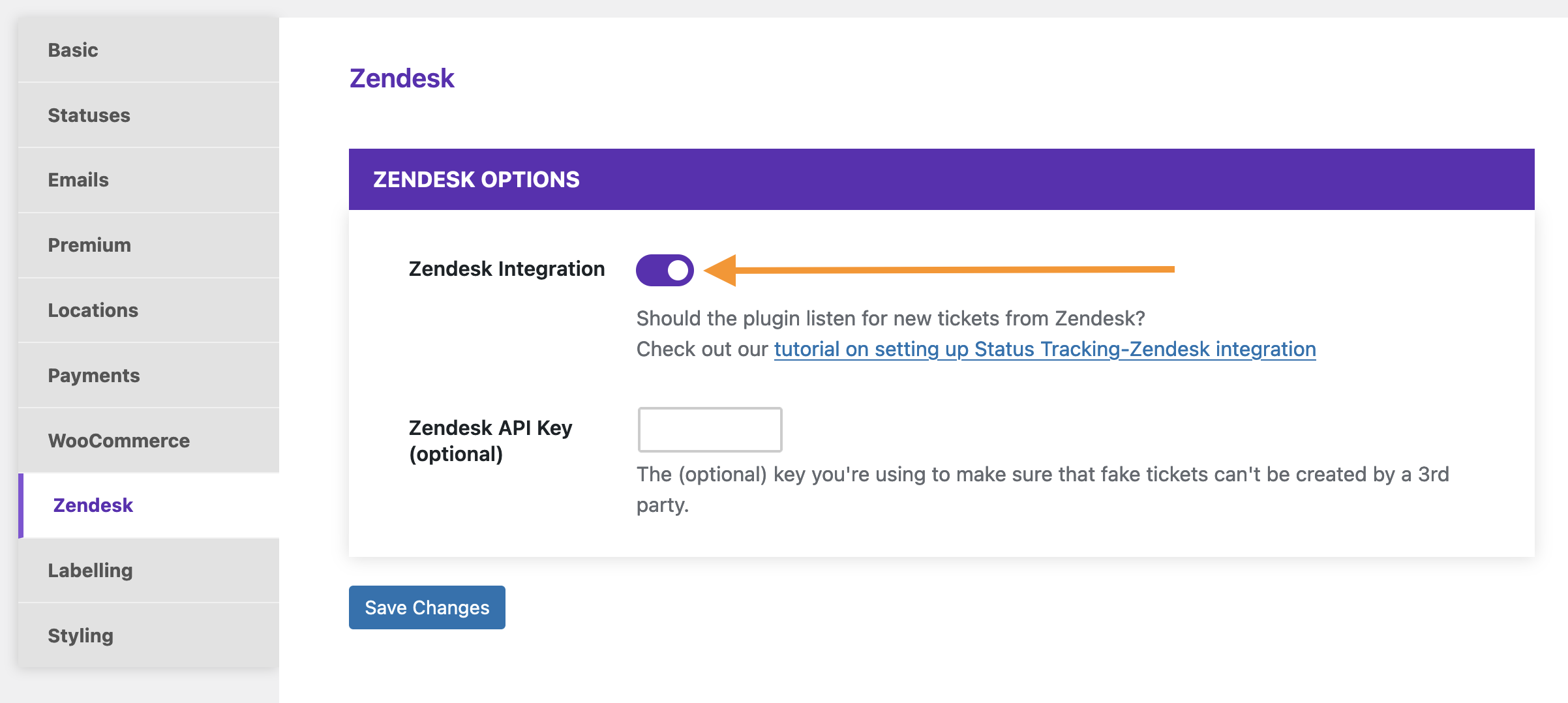 Screenshot of Zendesk integration