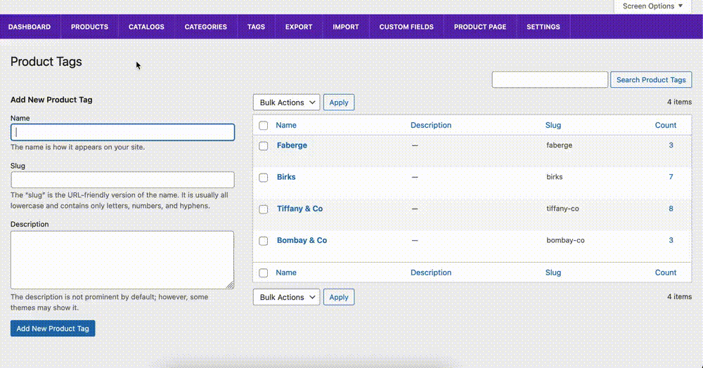 Gif showing how to re-order tags