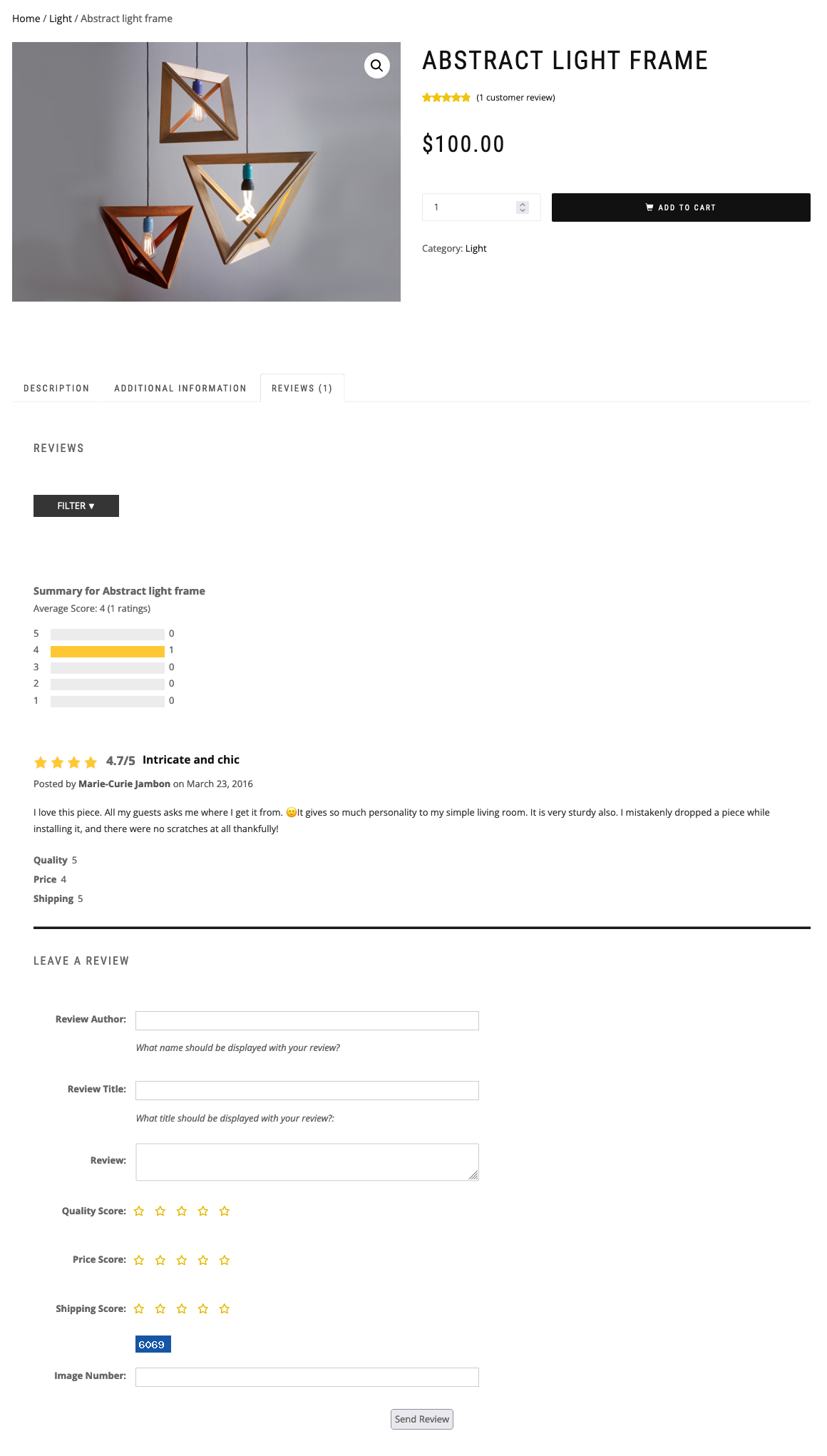 Screenshot of front-end WooCommerce product page